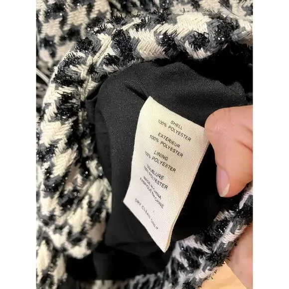 L'Agence Cove Houndstooth Cropped Tweed Jacket size 10